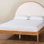 Baxton Studio Dawson Japandi Cream Teddy Fabric and Oak Brown Wood Queen Bed