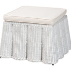 bali & pari Palm Bohemian White Scallop Rattan Ottoman