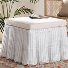 bali & pari Palm Bohemian White Scallop Rattan Ottoman