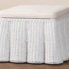 bali & pari Palm Bohemian White Scallop Rattan Ottoman