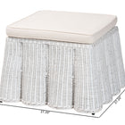 bali & pari Palm Bohemian White Scallop Rattan Ottoman