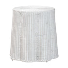 bali & pari Palm Bohemian White Scalloped Rattan Console Table