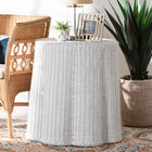 bali & pari Palm Bohemian White Scalloped Rattan Console Table