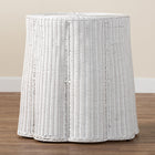 bali & pari Palm Bohemian White Scalloped Rattan Console Table