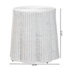 bali & pari Palm Bohemian White Scalloped Rattan Console Table