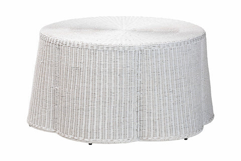 Palm Scalloped Natural Rattan Coffee Table