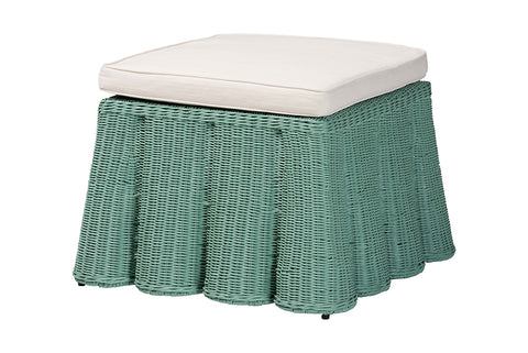 bali & pari Palm Bohemian Seafoam Green Scallop Rattan Ottoman
