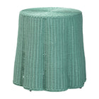 bali & pari Palm Scallop Natural Rattan Console Table - Handwoven Wicker Round Accent Table for Living Room, Sunroom or Foyer Place, Coastal Boho Style in Teal Green