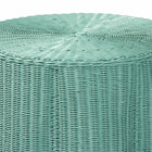 bali & pari Palm Scallop Natural Rattan Console Table - Handwoven Wicker Round Accent Table for Living Room, Sunroom or Foyer Place, Coastal Boho Style in Teal Green