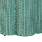 bali & pari Palm Scallop Natural Rattan Console Table - Handwoven Wicker Round Accent Table for Living Room, Sunroom or Foyer Place, Coastal Boho Style in Teal Green