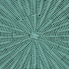bali & pari Palm Scallop Natural Rattan Console Table - Handwoven Wicker Round Accent Table for Living Room, Sunroom or Foyer Place, Coastal Boho Style in Teal Green