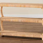 bali & pari Dalida Bohemian Natural Rattan 3-Tier Console Table