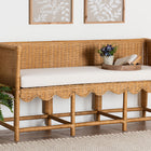 bali & pari Seranay Bohemian Scallop Light Honey Rattan Accent Bench