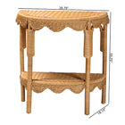 bali & pari Paisley Bohemian Scallop Light Honey Rattan Console Table