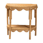 bali & pari Paisley Bohemian Scallop Light Honey Rattan Console Table