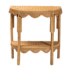 bali & pari Paisley Bohemian Scallop Light Honey Rattan Console Table