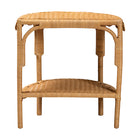bali & pari Paisley Bohemian Scallop Light Honey Rattan Console Table