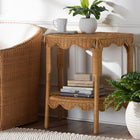 bali & pari Paisley Bohemian Scallop Light Honey Rattan Console Table