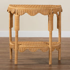bali & pari Paisley Bohemian Scallop Light Honey Rattan Console Table