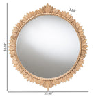 Baxton Studio Caitlin Antique Gold Finished Wood Round Accent Wall Mirror with Carved Leaf Border