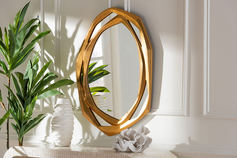 Baxton Studio Halen Antique Goldleaf Accent Wall Mirror