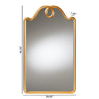 Baxton Studio Eara Gold Wall Mirror with Decorative Top - Elegant Rectangular Accent Mirror for Entryway, Living Room, or Bedroom