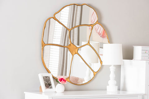 Baxton Studio Novia Antique Goldleaf Flower Accent Wall Mirror