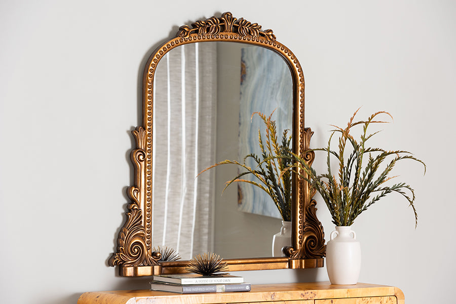 Baxton Studio Whitby Baroque Antique Goldleaf Accent Mirror