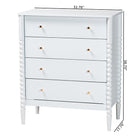 Baxton Studio Lucera Mid-Century White Bobbin Wood 4-Drawer Chest