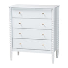 Baxton Studio Lucera Mid-Century White Bobbin Wood 4-Drawer Chest