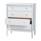 Baxton Studio Lucera Mid-Century White Bobbin Wood 4-Drawer Chest