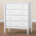 Baxton Studio Lucera Mid-Century White Bobbin Wood 4-Drawer Chest
