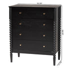 Baxton Studio Lucera Mid-Century Black Bobbin Wood 4-Drawer Chest