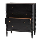 Baxton Studio Lucera Mid-Century Black Bobbin Wood 4-Drawer Chest