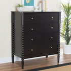 Baxton Studio Lucera Mid-Century Black Bobbin Wood 4-Drawer Chest