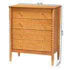 Baxton Studio Lucera Mid-Century Oak Brown Bobbin Wood 4-Drawer Chest