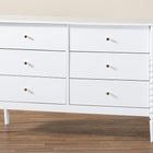 Baxton Studio Lucera Mid-Century White Bobbin Wood 6-Drawer Dresser