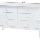 Baxton Studio Lucera Mid-Century White Bobbin Wood 6-Drawer Dresser