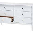 Baxton Studio Lucera Mid-Century White Bobbin Wood 6-Drawer Dresser