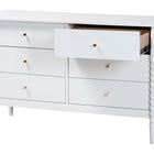 Baxton Studio Lucera Mid-Century White Bobbin Wood 6-Drawer Dresser