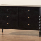 Baxton Studio Lucera Mid-Century Black Bobbin Wood 6-Drawer Dresser