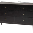 Baxton Studio Lucera Mid-Century Black Bobbin Wood 6-Drawer Dresser