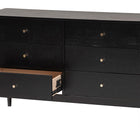Baxton Studio Lucera Mid-Century Black Bobbin Wood 6-Drawer Dresser