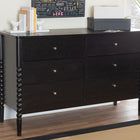Baxton Studio Lucera Mid-Century Black Bobbin Wood 6-Drawer Dresser