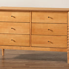Baxton Studio Lucera Mid-Century Oak Brown Bobbin Wood 6-Drawer Dresser