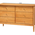 Baxton Studio Lucera Mid-Century Oak Brown Bobbin Wood 6-Drawer Dresser