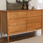 Baxton Studio Lucera Mid-Century Oak Brown Bobbin Wood 6-Drawer Dresser