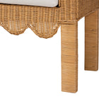 bali & pari Reiko Handwoven Natural Rattan Bench with Scalloped Detailing - Boho Farmhouse Entryway, Bedroom, or Living Room Accent Seating
