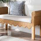 bali & pari Reiko Handwoven Natural Rattan Bench with Scalloped Detailing - Boho Farmhouse Entryway, Bedroom, or Living Room Accent Seating