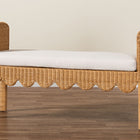 bali & pari Reiko Handwoven Natural Rattan Bench with Scalloped Detailing - Boho Farmhouse Entryway, Bedroom, or Living Room Accent Seating